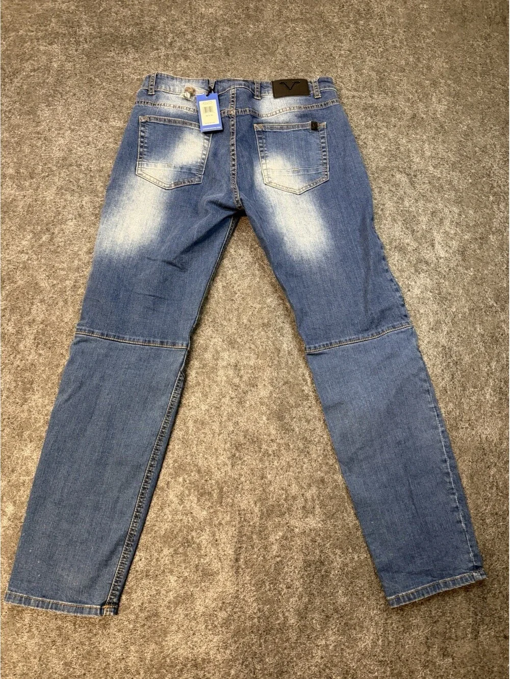 Vince Camuto V19-69 Moto Biker Jeans Mens 32x30 Slim Taper Blue NWT